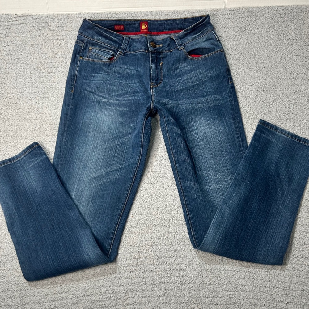 VTG Sasson Oh La La Jeans Shuffle 10 Blue Rhinestone Y2K Retro Denim‎